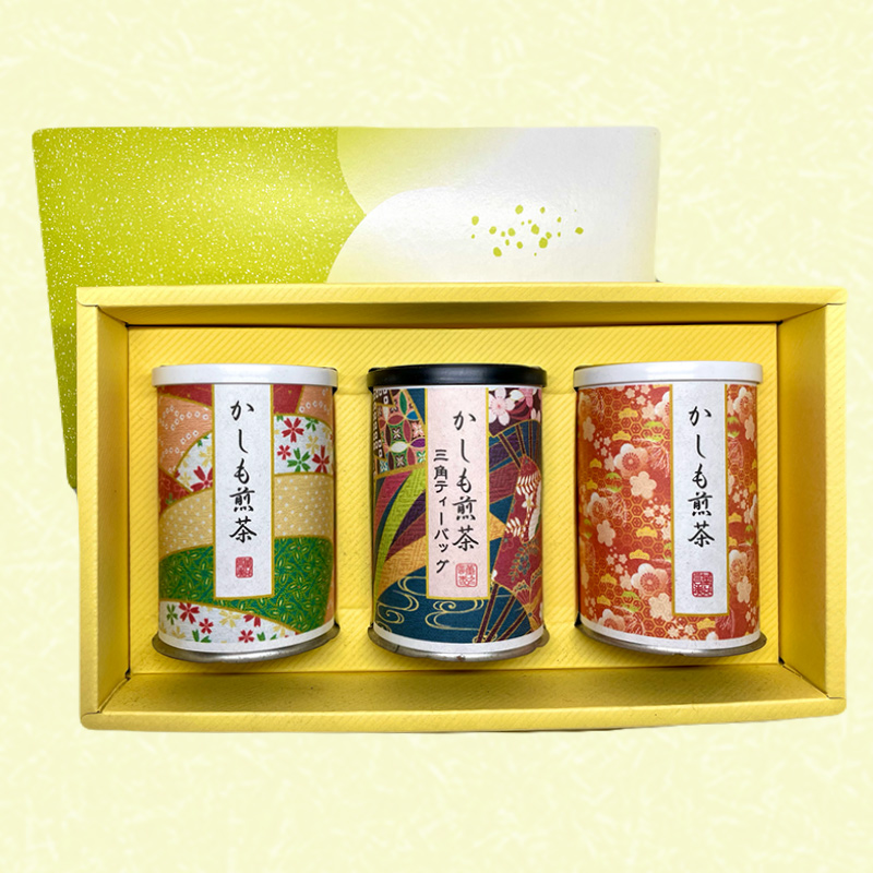 かしも煎茶 3本入り紙缶